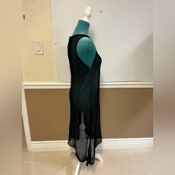 EILEEN FISHER Black Crinkle Mesh Sleeveless Dress – Size S - Picture 4 of 6